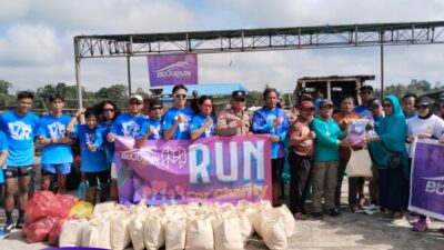 Polsek Long Iram Laksanakan Pengamanan Acara Bujur Run dan Penyerahan Bantuan untuk Korban Kebakaran